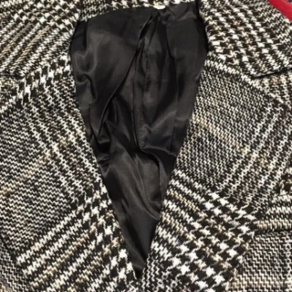 plaid Print Double Breasted Pea Overcoat jacket fall/winter - Picture 14 of 15